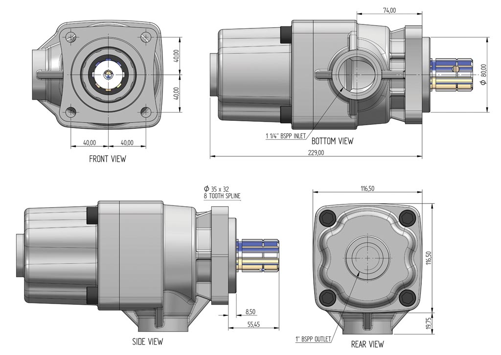 GPM 3D Drawing of a Gear Pump-6